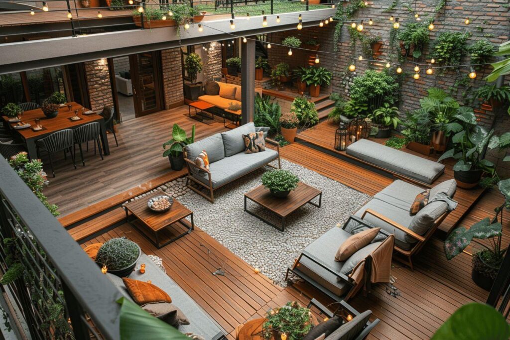 Aménagement terrasse multi-niveaux : 28 idées pour créer plusieurs espaces sur votre terrasse