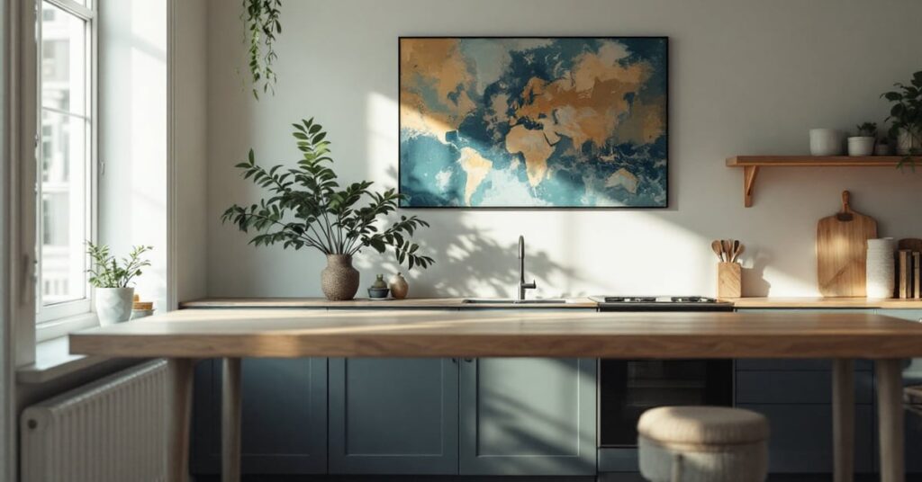 Pose de papier peint Leroy Merlin dans un intérieur moderne avec outils et rouleaux de revêtement mural