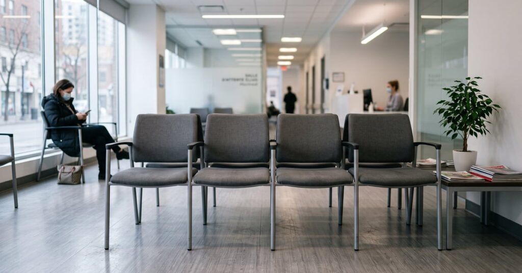 Chaise salle d'attente moderne dans un espace d'accueil professionnel bien aménagé
