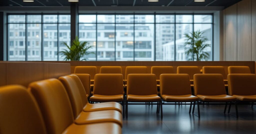 Fauteuil de salle d'attente moderne dans un espace épuré et professionnel
