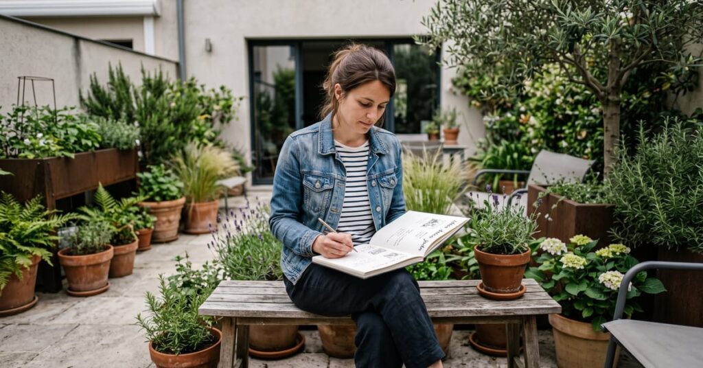 Idées déco jardin : aménagement extérieur moderne avec plantes, mobilier et éléments décoratifs